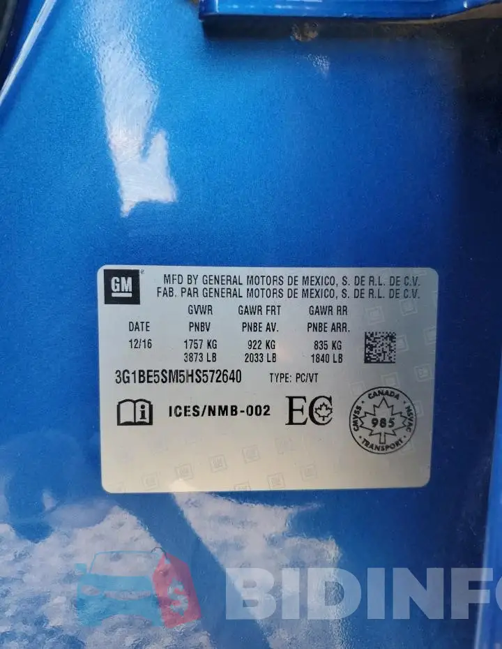 3G1BE5SM5HS572640 Photo# 13