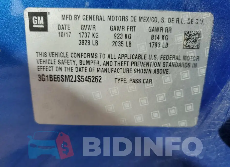 3G1BE6SM2JS545262 Photo# 12