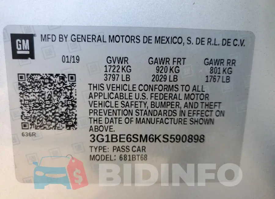 3G1BE6SM6KS590898 Photo# 12