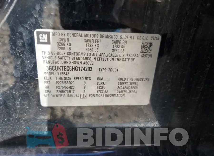 3GCUKTEC5HG174203 Photo# 12
