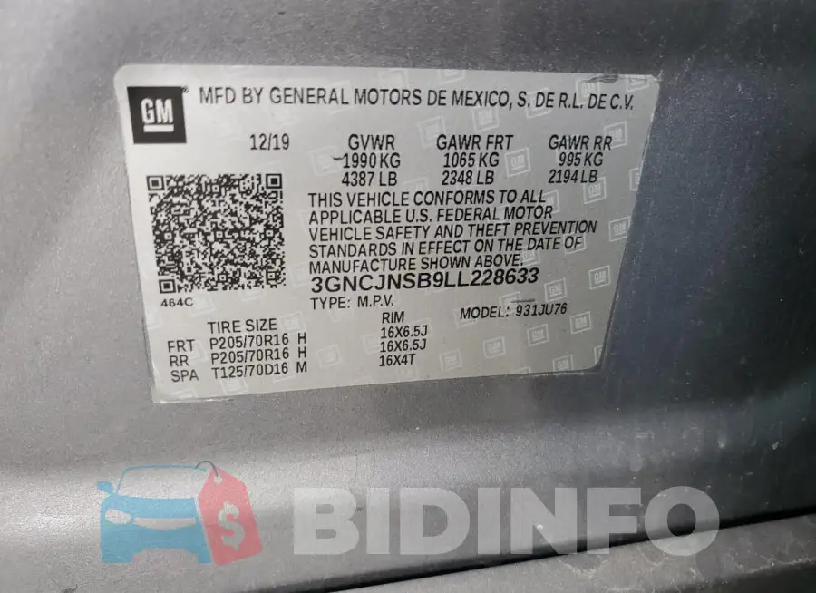 3GNCJNSB9LL228633 Photo# 13