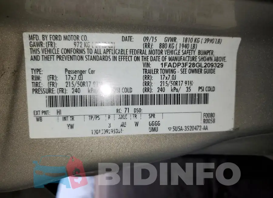 1FADP3F28GL209329 Photo# 12