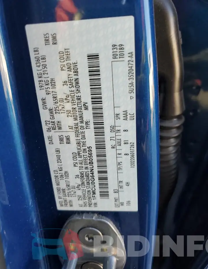 1FMCU0G64NUB05695 Photo# 13