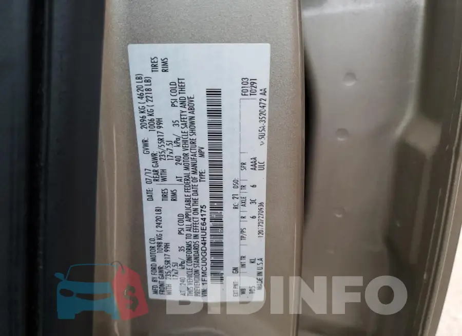 1FMCU0GD4HUE64175 Photo# 13