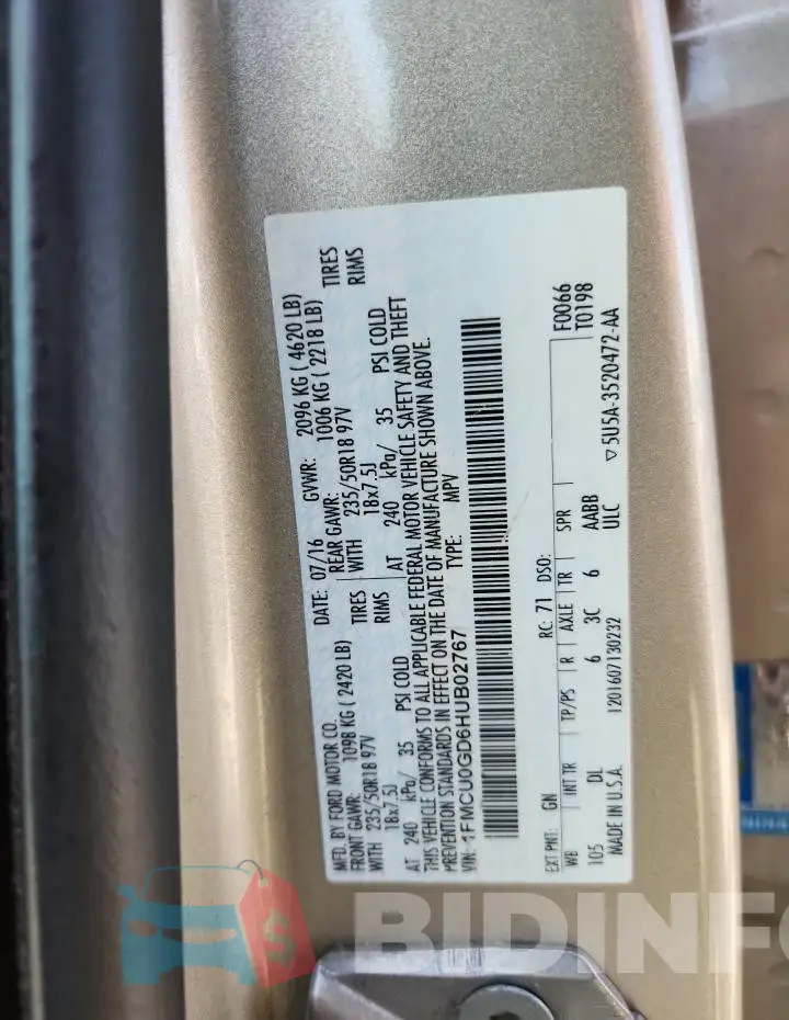1FMCU0GD6HUB02767 Photo# 12