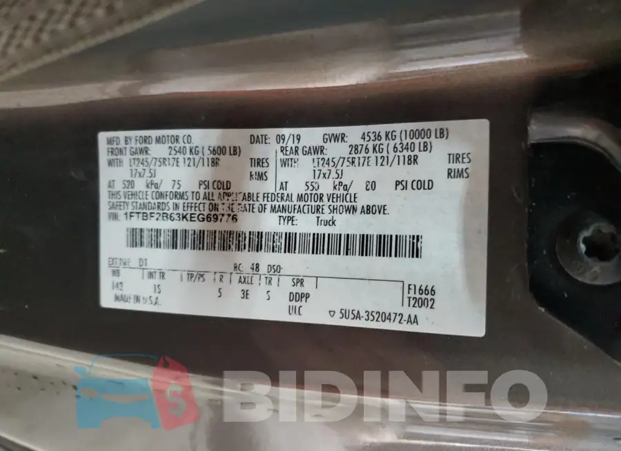 1FTBF2B63KEG69776 Photo# 12