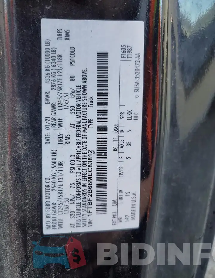 1FTBF2B68MEC83812 Photo# 12