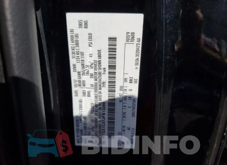 1FTEX1C57JFB13098 Photo# 12