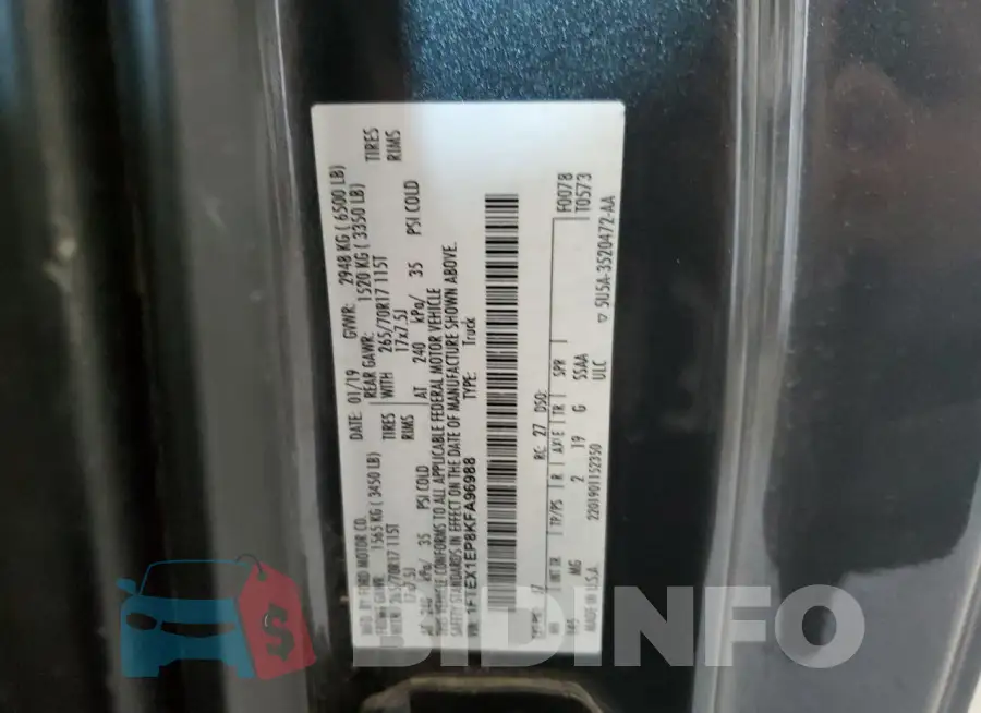 1FTEX1EP8KFA96988 Photo# 12
