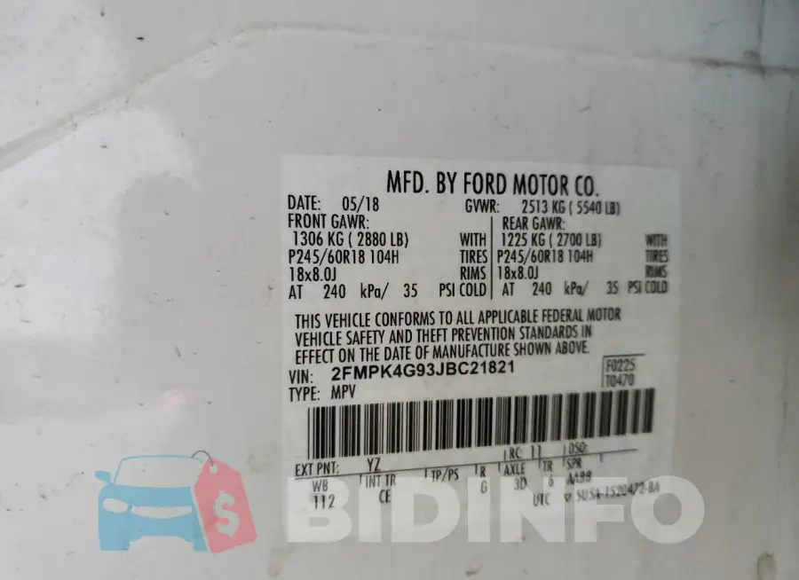 2FMPK4G93JBC21821 Photo# 13