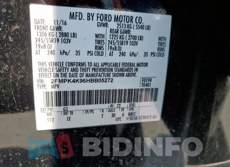 2FMPK4K96HBB05272 Photo# 13