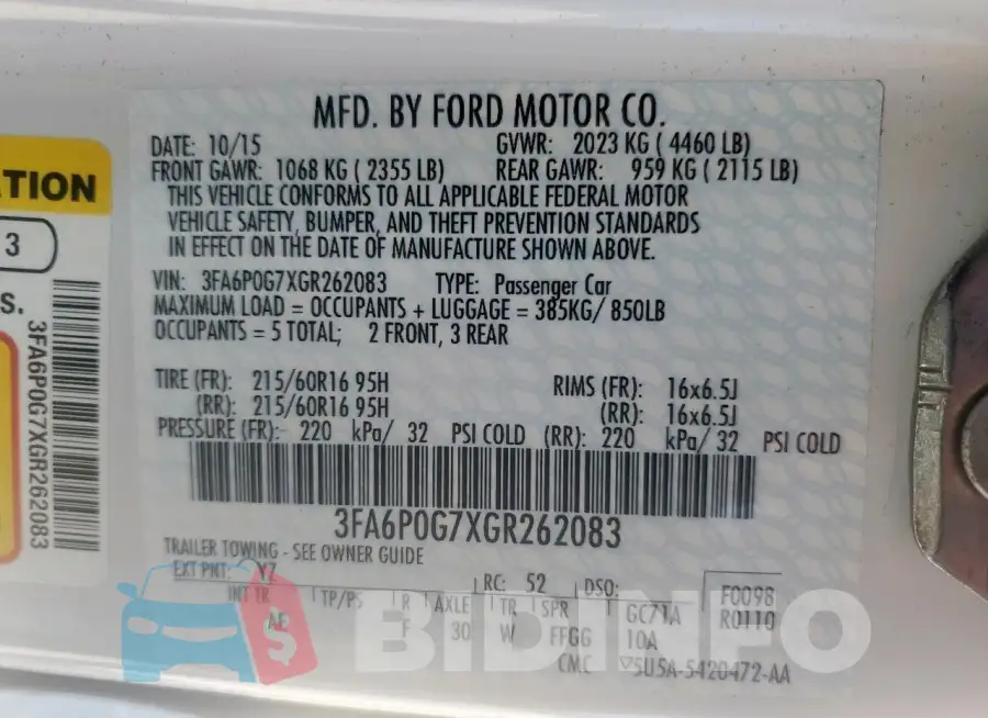 3FA6P0G7XGR262083 Photo# 12
