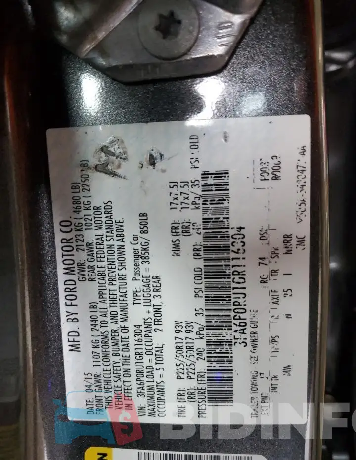 3FA6P0RU1GR116304 Photo# 13