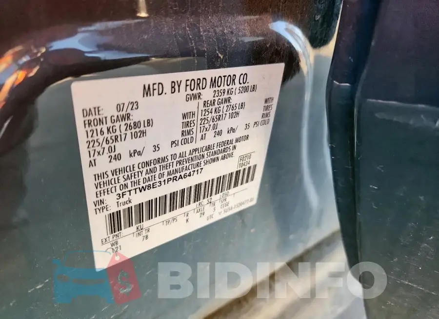 3FTTW8E31PRA64717 Photo# 13