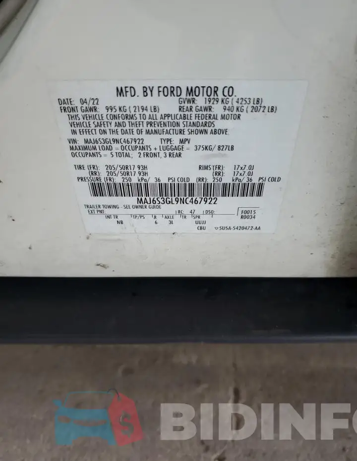 MAJ6S3GL9NC467922 Photo# 12