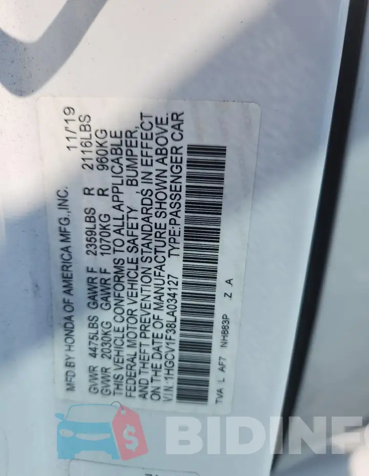 1HGCV1F38LA034127 Photo# 12