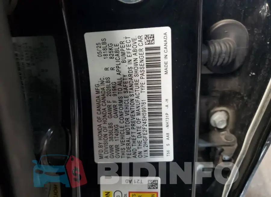 2HGFE2F24SH599761 Photo# 13