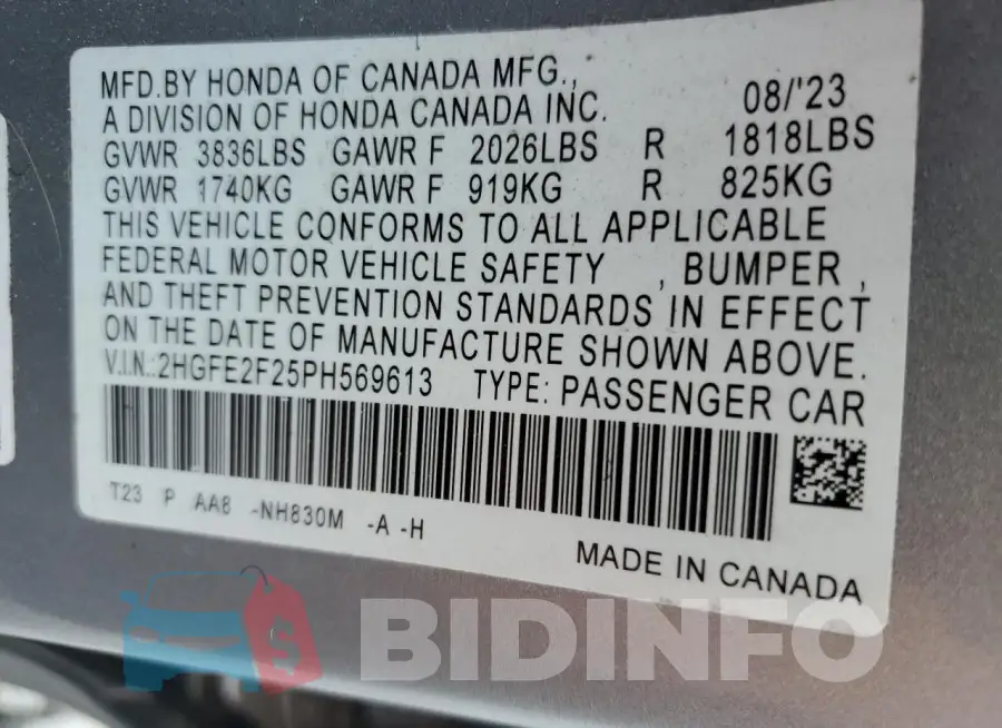 2HGFE2F25PH569613 Photo# 12