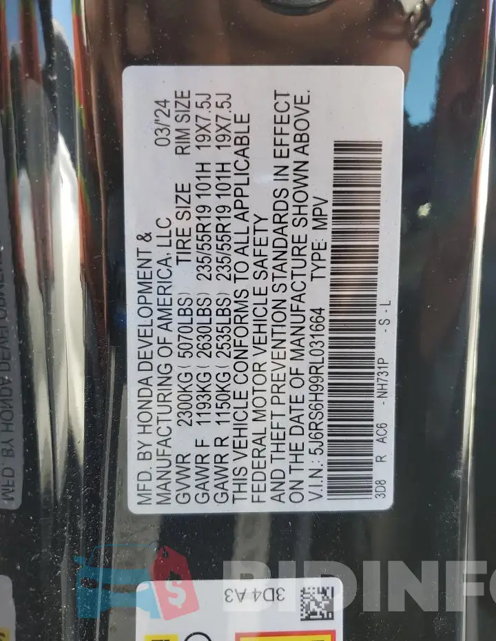 5J6RS6H99RL031664 Photo# 14