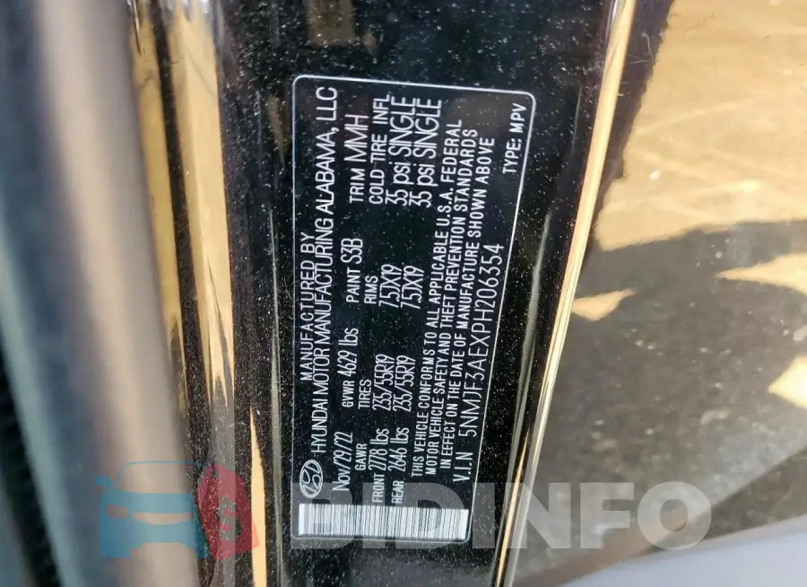 5NMJF3AEXPH206354 Photo# 13