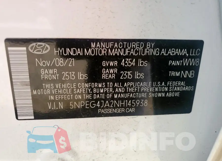 5NPEG4JA2NH145938 Photo# 13