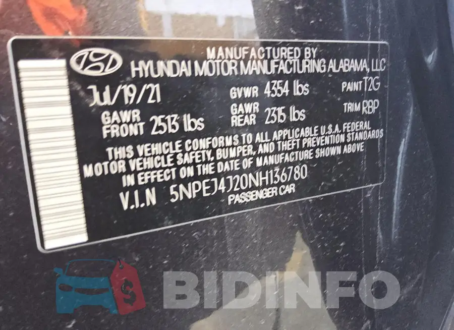 5NPEJ4J20NH136780 Photo# 12
