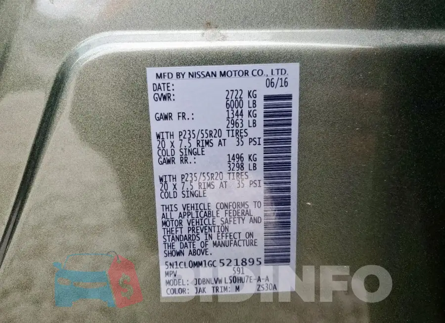 5N1CL0MM1GC521895 Photo# 14
