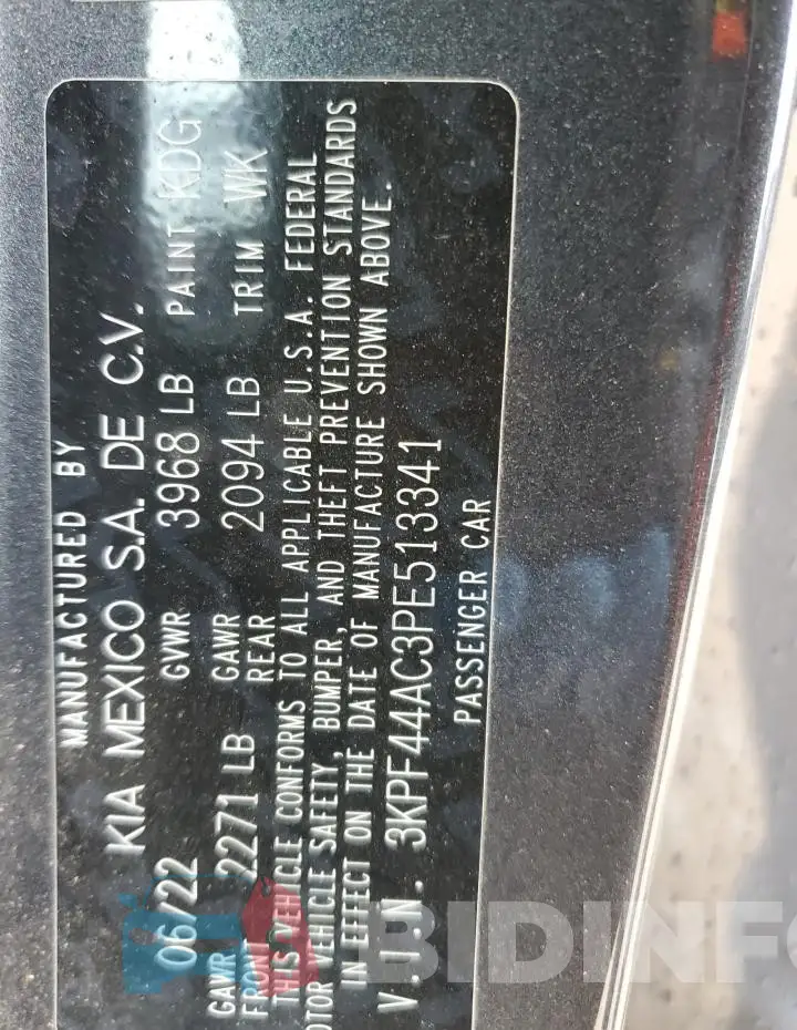 3KPF44AC3PE513341 Photo# 13