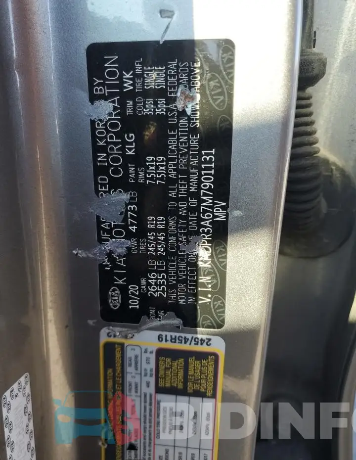 KNDPR3A67M7901131 Photo# 13