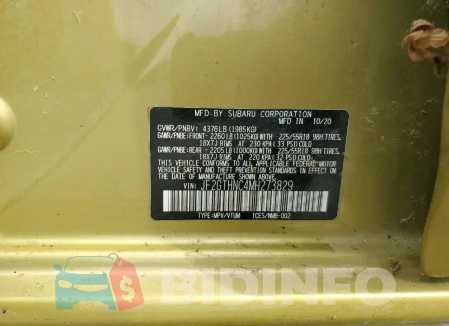JF2GTHNC4MH273829 Photo# 13
