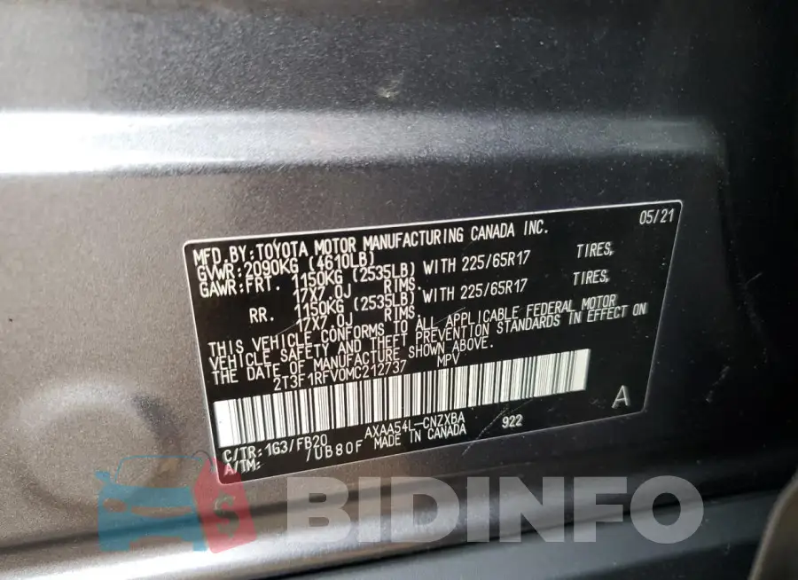 2T3F1RFV0MC212737 Photo# 12