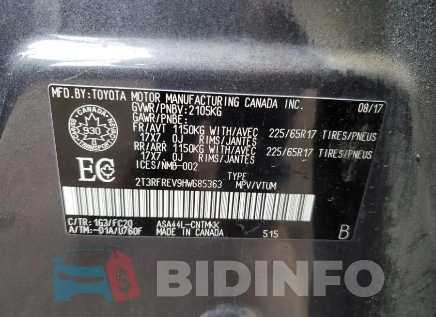 2T3RFREV9HW685363 Photo# 13
