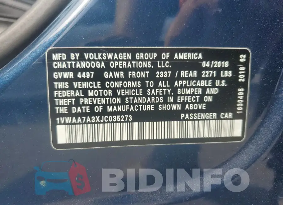 1VWAA7A3XJC035273 Photo# 12