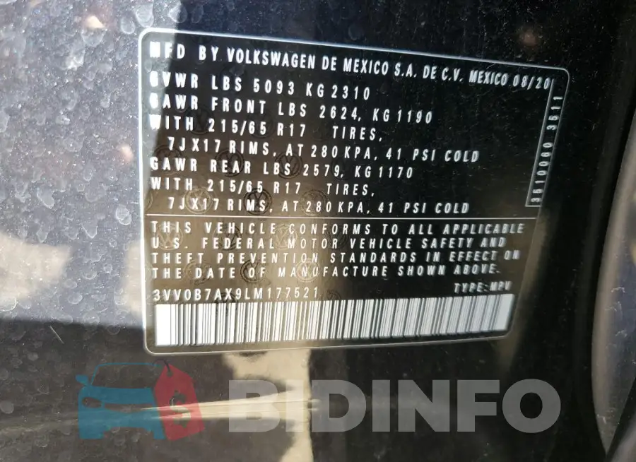 3VV0B7AX9LM177521 Photo# 14
