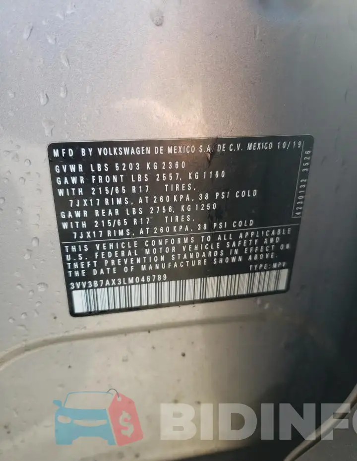 3VV3B7AX3LM046789 Photo# 13