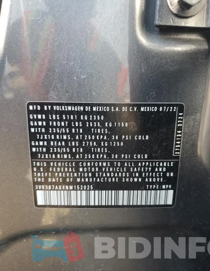 3VV3B7AX4NM152025 Photo# 13