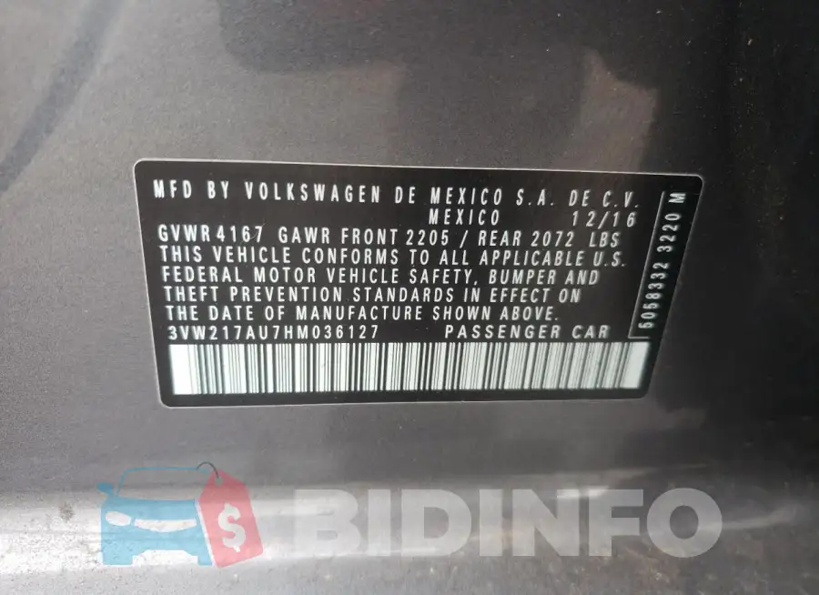 3VW217AU7HM036127 Photo# 13