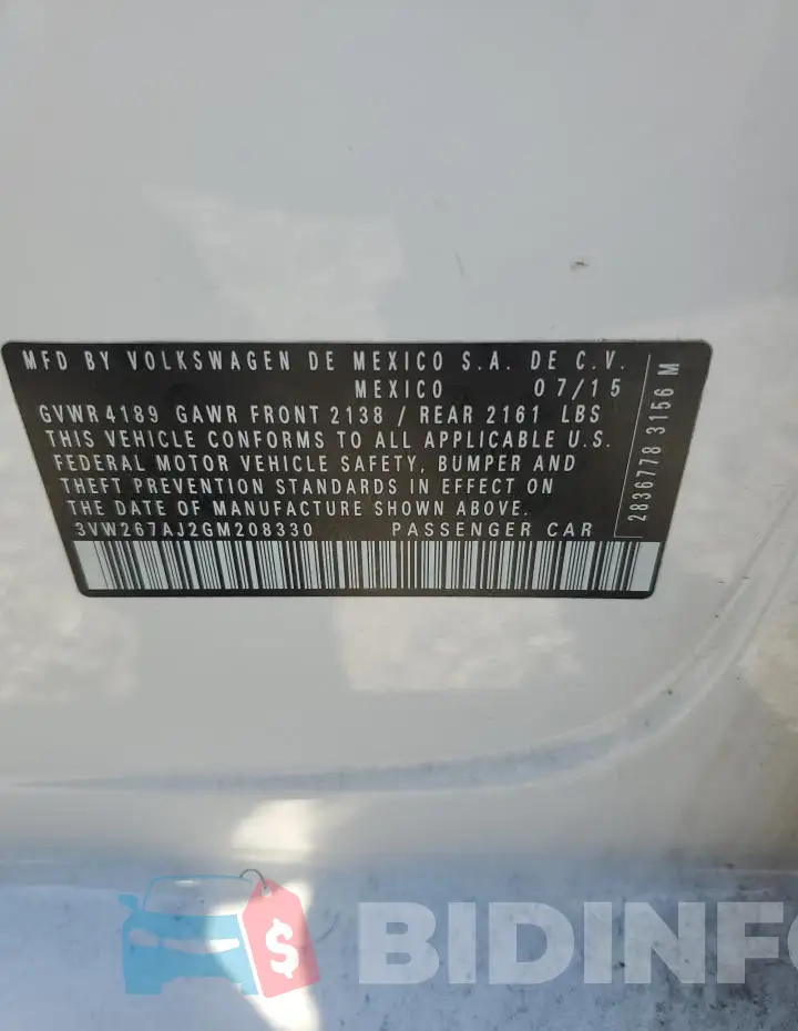 3VW267AJ2GM208330 Photo# 12