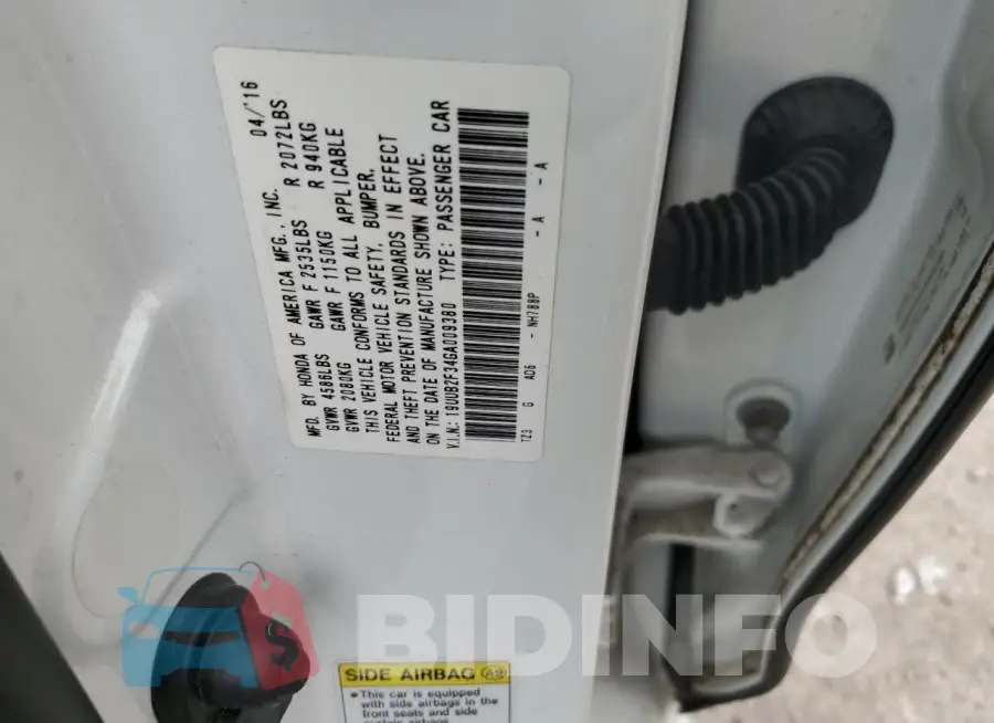 19UUB2F34GA009380 Photo# 12