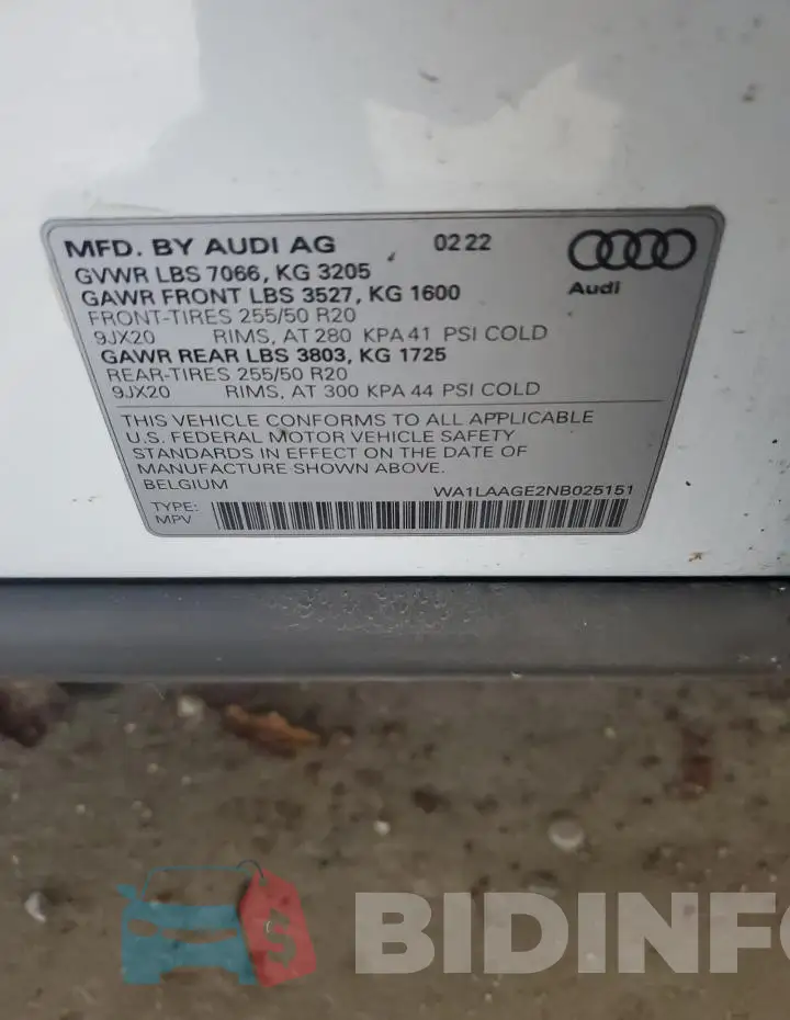 WA1LAAGE2NB025151 Photo# 13