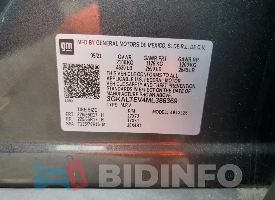 3GKALTEV4ML386369 Photo# 13