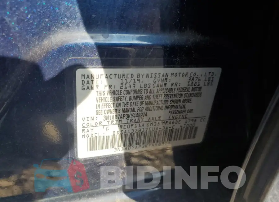3N1AB7AP3KY448974 Photo# 13