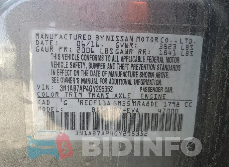3N1AB7AP4GY295352 Photo# 12