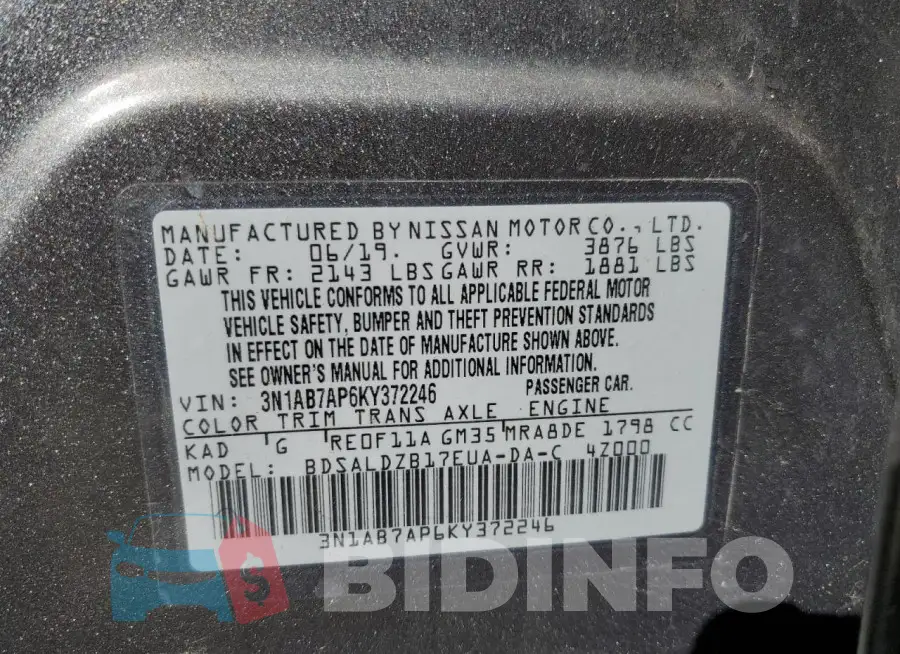 3N1AB7AP6KY372246 Photo# 12
