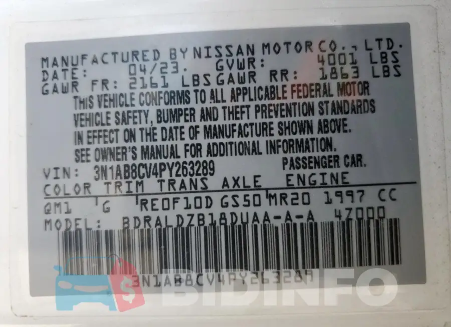 3N1AB8CV4PY263289 Photo# 12