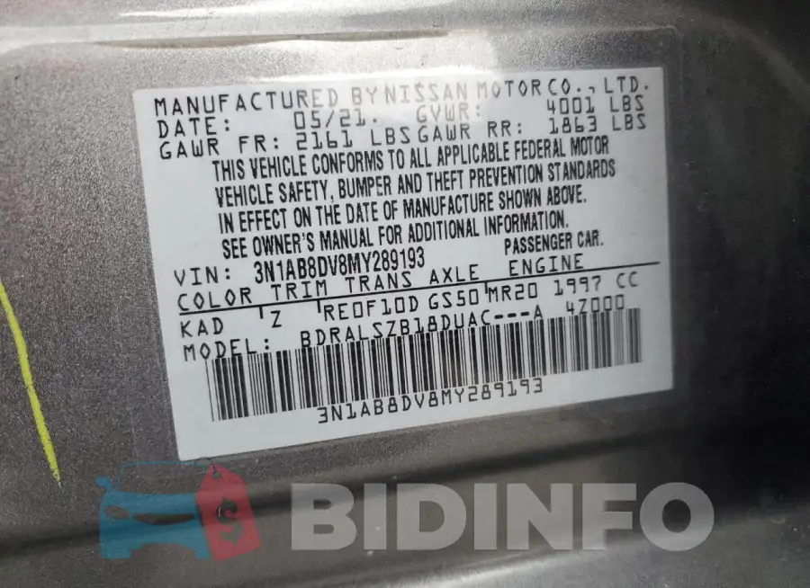3N1AB8DV8MY289193 Photo# 12