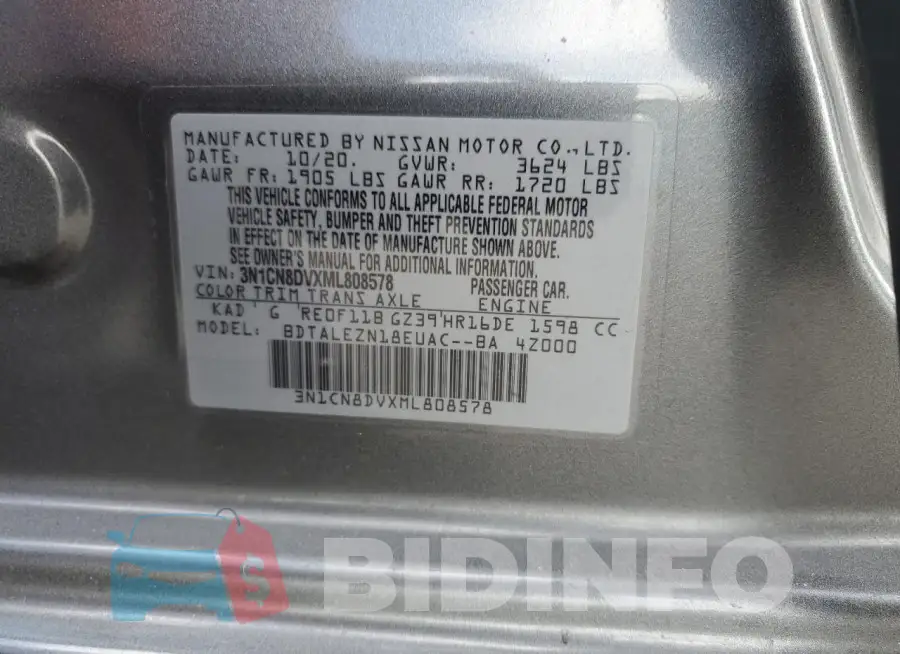 3N1CN8DVXML808578 Photo# 12