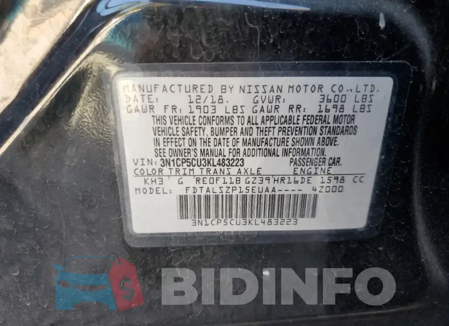 3N1CP5CU3KL483223 Photo# 13