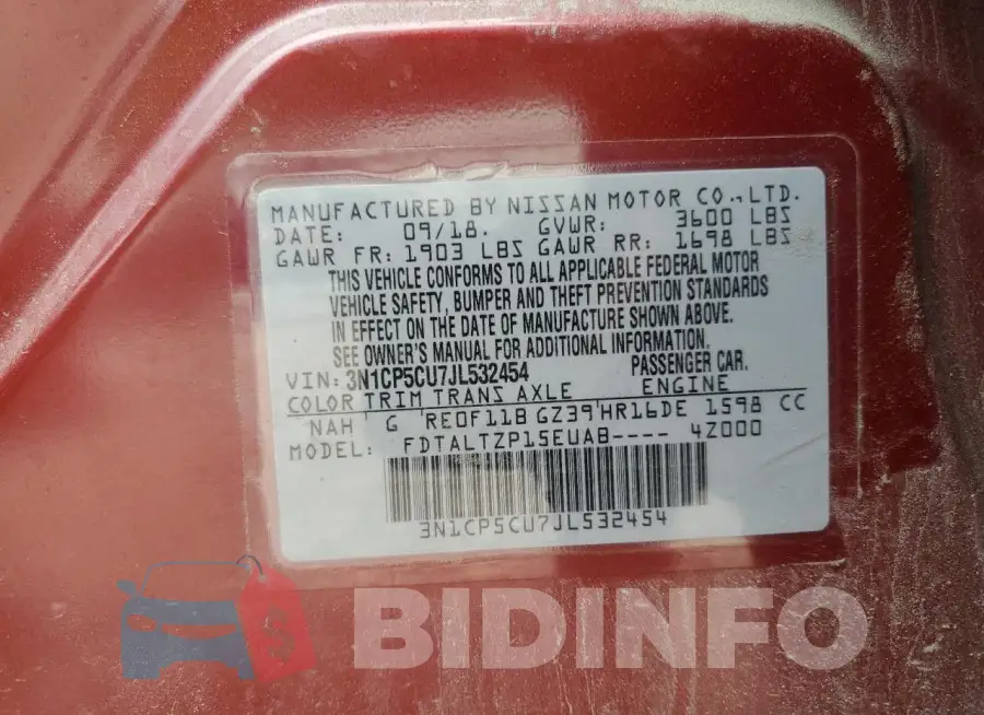 3N1CP5CU7JL532454 Photo# 14