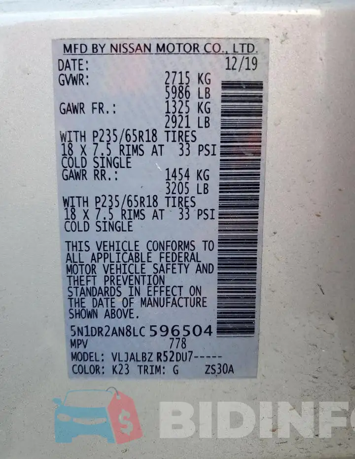 5N1DR2AN8LC596504 Photo# 13